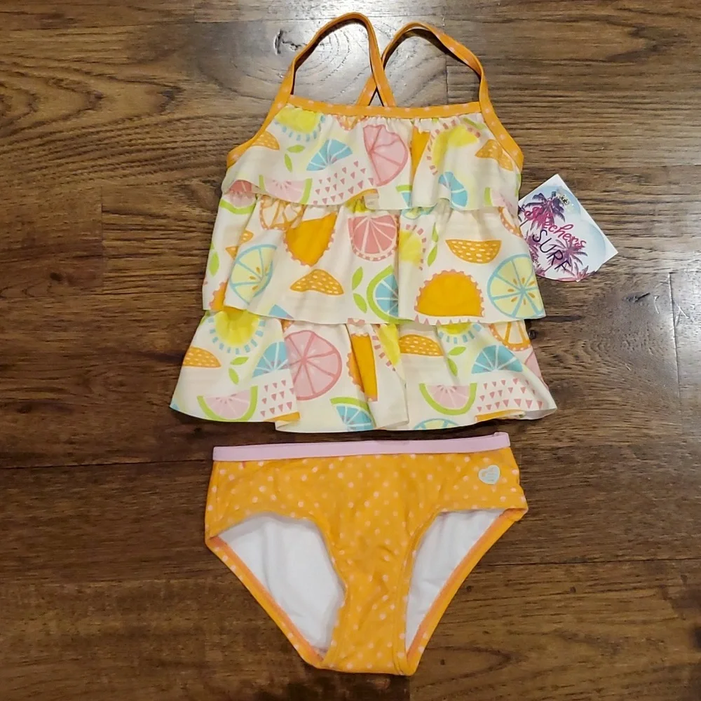 Girls Skechers citrus print 2 piece swimsuit size 18M